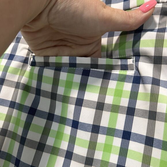 Chaps Golf 78 Mens Shorts 32 Checkered Preppy Blue Green Plaid Flat Front - Picture 7 of 16